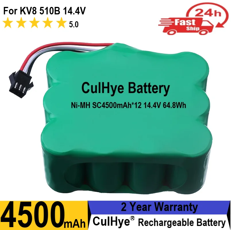 CulHye-Robot aspirador para uso en el hogar, aspiradora con batería de 4500mAh y 14,4 V Ni-MH para KV8 510B XR510 XR210B XR510A XR510B XR510C 510D SAMBA XR210