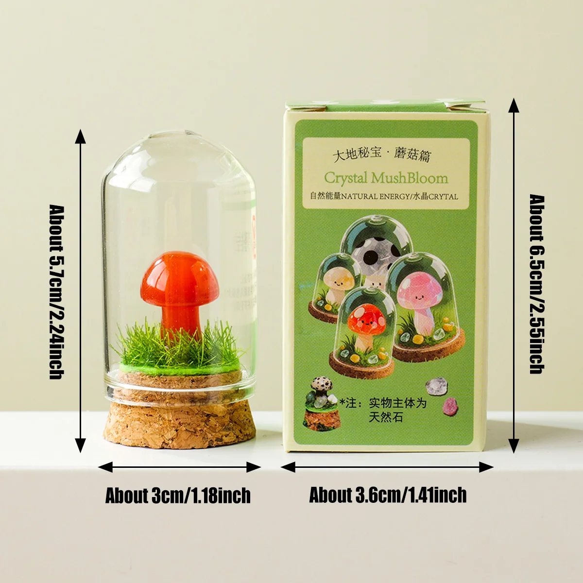 1pc Natural Crystal Mushroom Wish Bottle Blind Box Ornament Crystal Raw Stone Mineral Specimen Drift Bottle Home Decor Craft