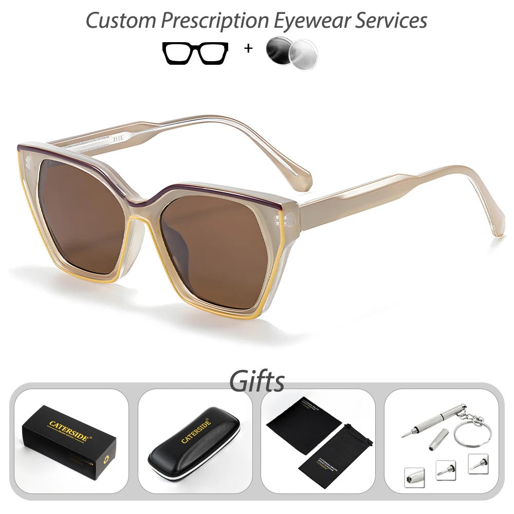 CATERSIDE Neue Damen-Sonnenbrille mit Katzenaugen-Design und quadratischem, dickem Rahmen, verschreibungspflichtige Sonnenbrille für Herren, Myopie- und Hyperopie-Brille – Detail 9