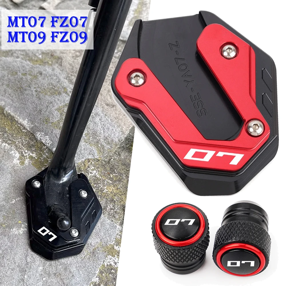 

2025 For Yamaha MT 07 MT07 2014-2023 2024 MT09 MT 09 Accessories Motorcycle Kickstand Side Stand Extension Plate Tire Valve Caps