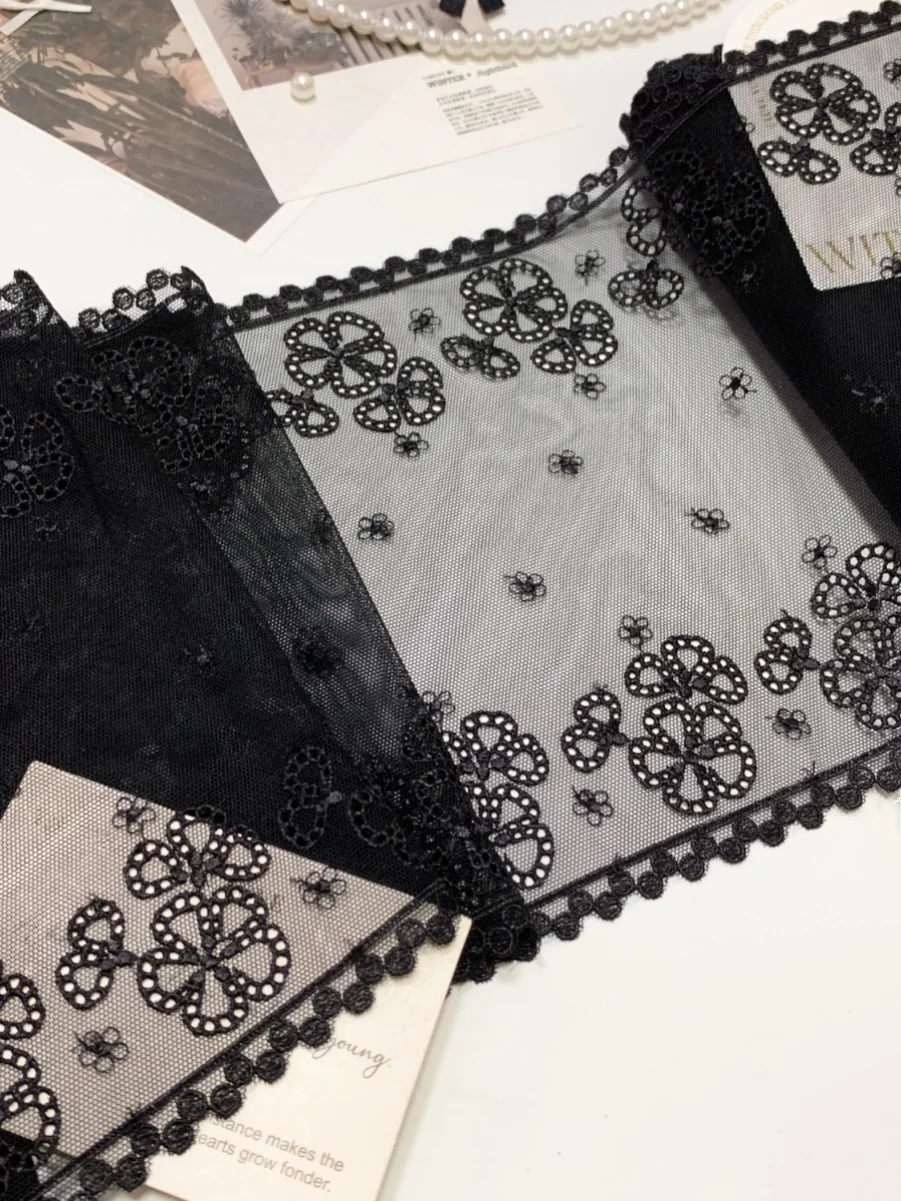 

30 Yards Two Tones Black Floral Embroidered Lace Trims For Bra Lingerie Cheongsam Dress Custains Sewing Handmade