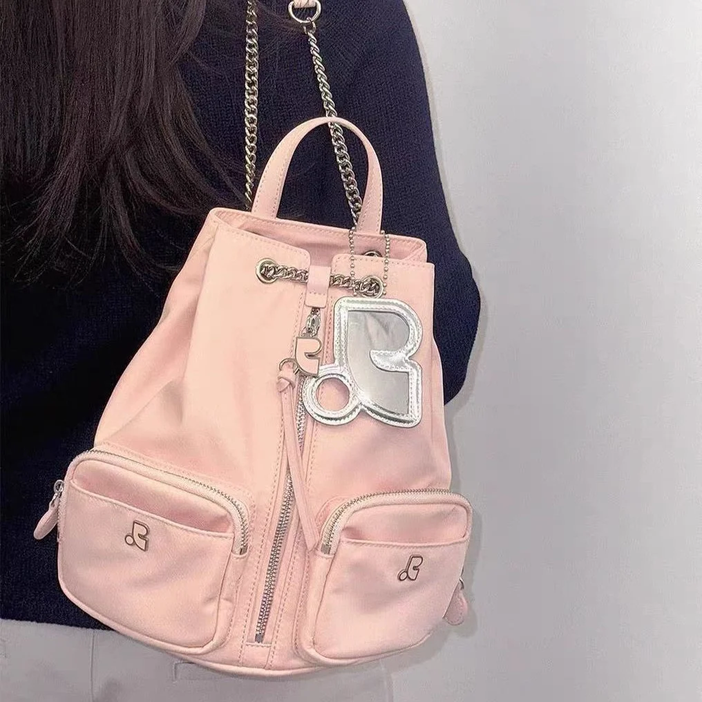 Unique Chain Backpack Korean Creative Multi-Pocket Zipper Handheld Backpack