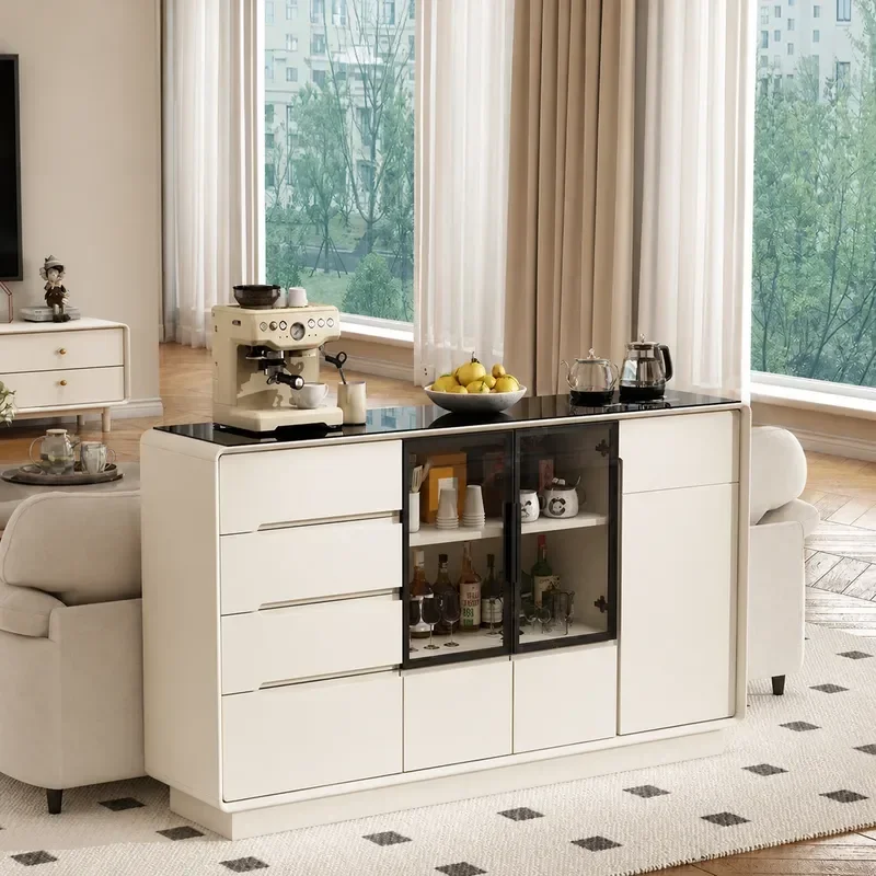 Solid Wood Smart Tea Bar Machine Dining Side Cabinet Wall Mounted Tea Cabinet Integrated Water Bar with Kettle 2026 New