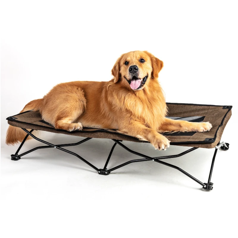 

Dog Bed Foldable Elevated Pet Cot Breathable Double Layer Fabric Off Ground Moisture Proof Outdoor Heavy Duty Large Dog Bed