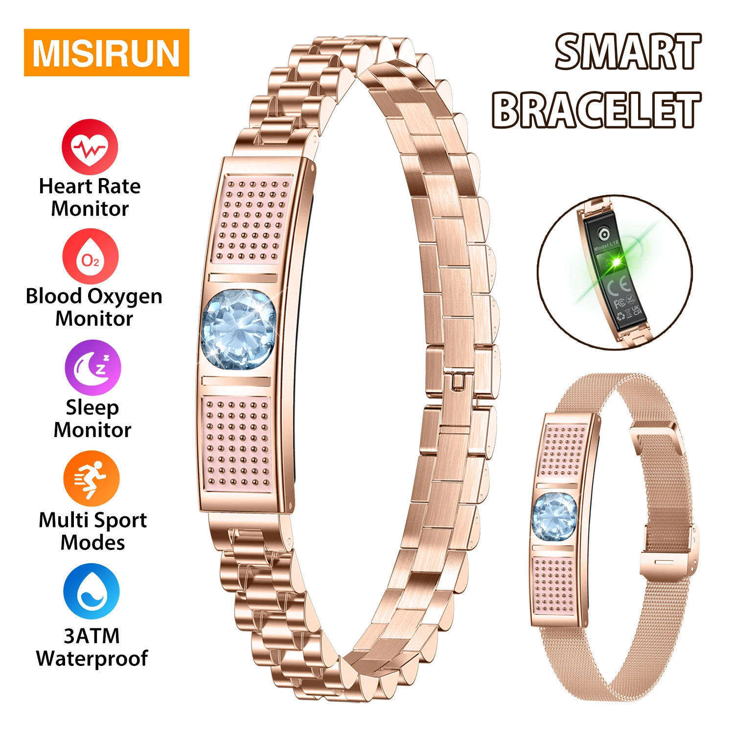 

Умный браслет для женщин, монитор сердечного ритма, уровня кислорода в крови, монитор сна, мультиспортивные режимы, фитнес-браслет, водонепроницаемый, 3ATM, женский умный браслет