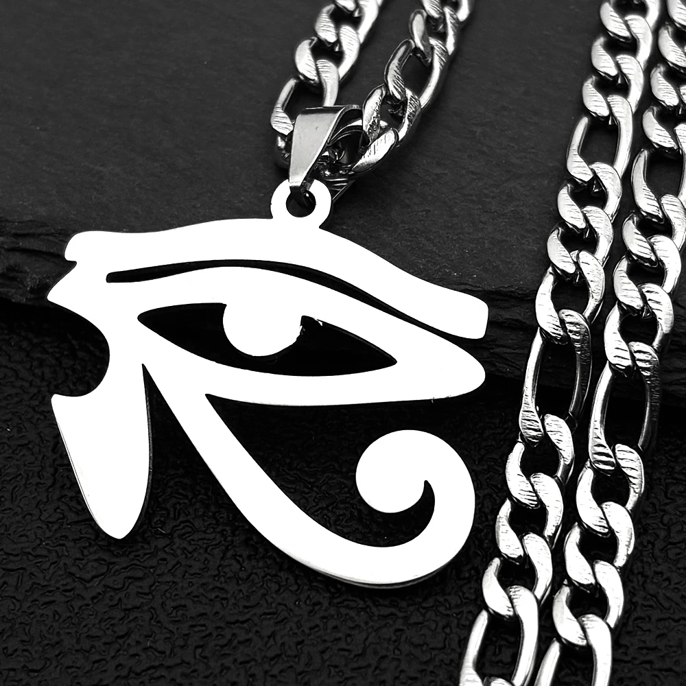 Stainless Steel Eye of Ra Horus Symbol Pendant Necklaces for Women Men Gold Color Mythology Egyptian Eyes Chain Necklace Jewelry