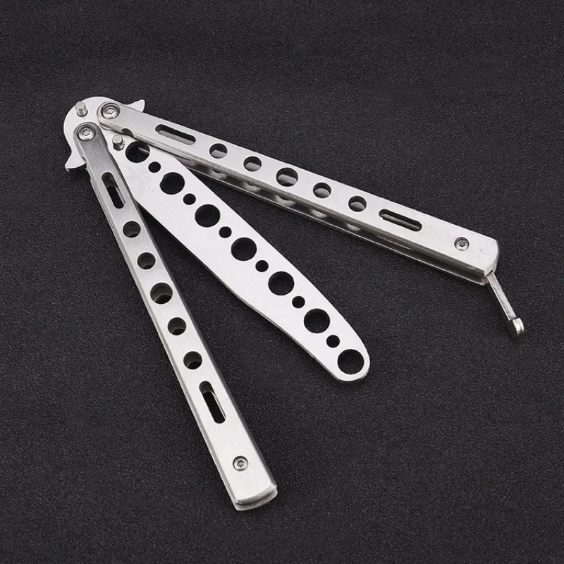 Foldable Comb Stainless Steel Practice Training Butterfly Knife Comb Beard Moustache Brushe Salon Hairdressing Hair Styling Tool