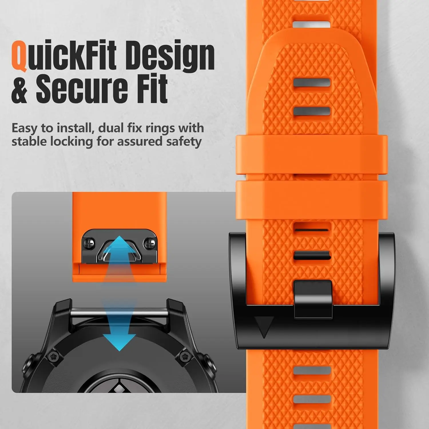 Compatibile con cinturino per orologio in silicone Garmin Fenix 5, 5 Plus, 6, 6 Pro, 7, 7X, 6X, 6XPro, 5X, 5X Plus/Forerunner 955/945/935