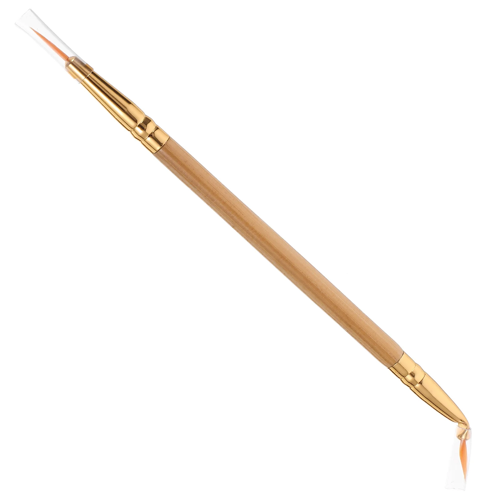 1 szt. Dwustronny pędzelek do eyelinera z bambusową rączką, prostym i skośnym końcem, zapewniający precyzję w tworzeniu efektu eyelineru na dolnej i górnej powiezi, miękki, syntetyczny.