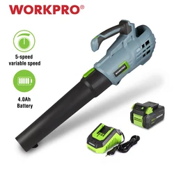 WORKPRO 20V 4.0Ah Battery Cordless Leaf Blower, Powered Blower Sweeper for Lawn Care Yard Cleaning, Quick Charger Included