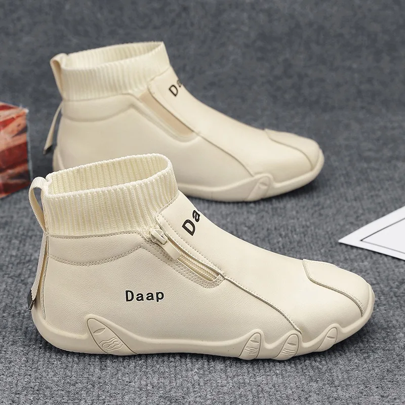 

Spring Autumn New Men's High Top Sneakers Trendy Comfortable Outdoor Casual Shoes Lightweight Sliding Walking Sneakers for Man