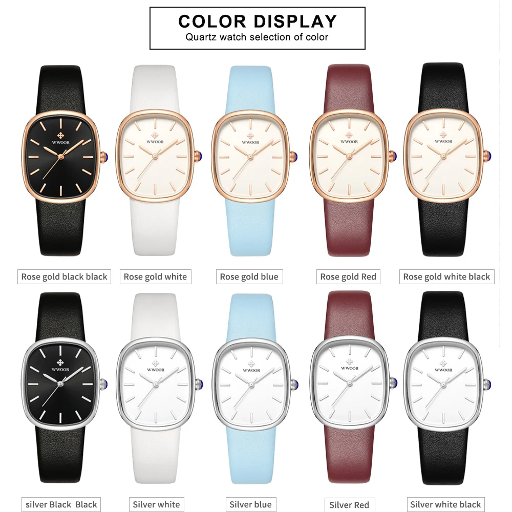 WWOOR New Fashion Woman\'s Wristwatch Original Leather Luxury Watches For Women Elegant Dress Ladies Waterproof Watch Reloj Mujer