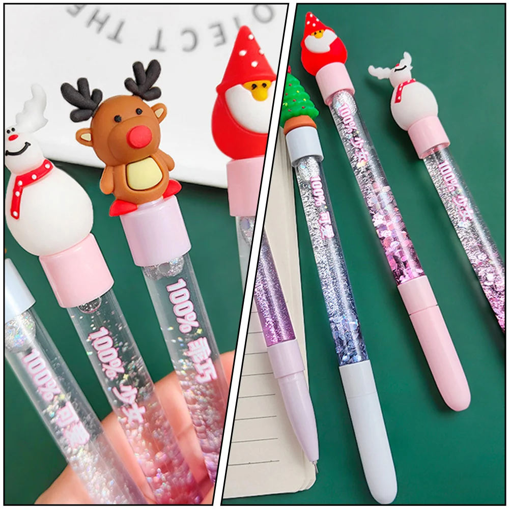 Bolígrafos de Gel con purpurina, suministros de papelería creativos de 0,5 Mm, bolígrafos de escritura con tema navideño para niños, estudiantes, escuela, dibujo de oficina, 8 Uds.