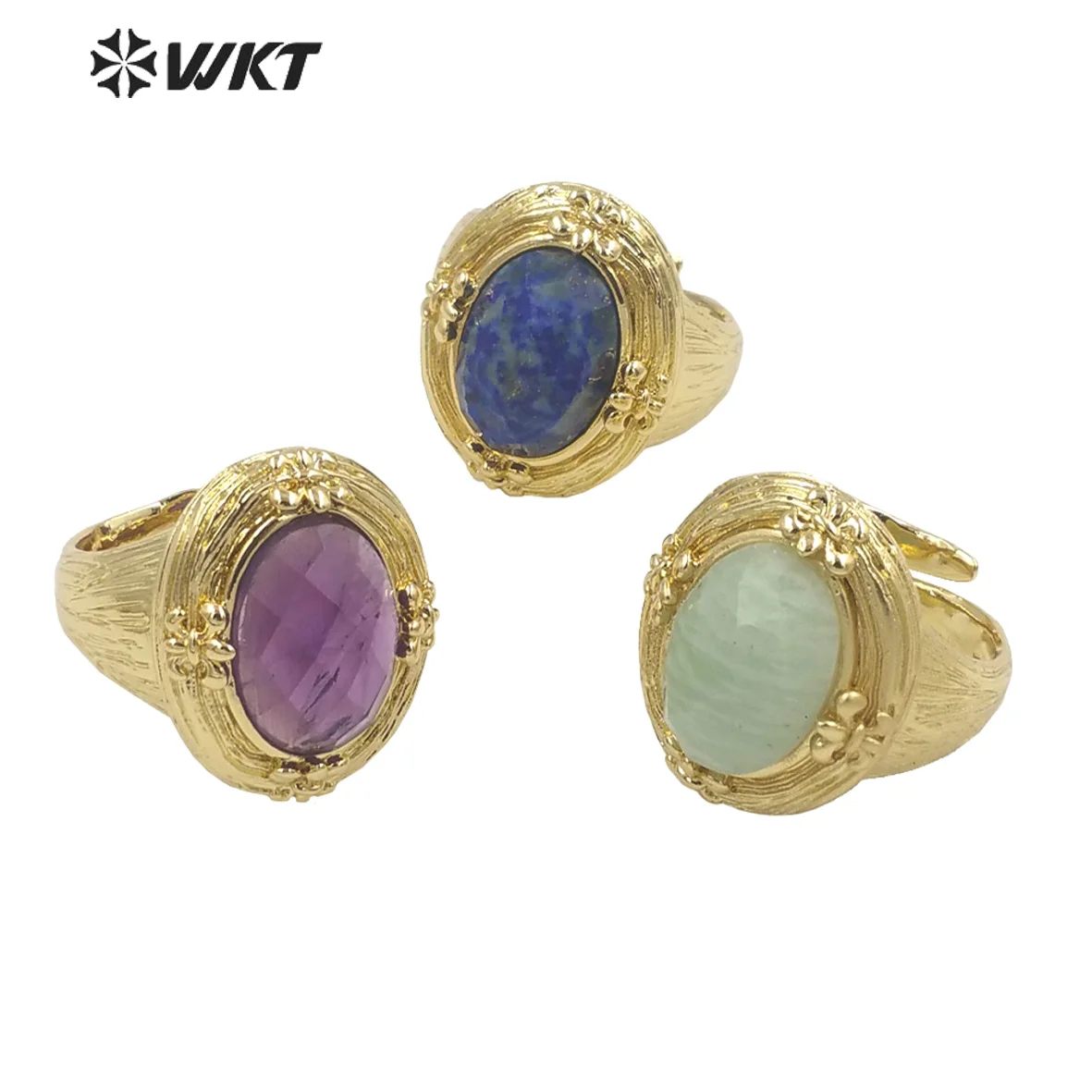 

WT-R486 Retro Style Natual Gemstone Adjustable Accessory Ring 18K Gold Plated Jewelry NEW SAlE Nice Design LAdy