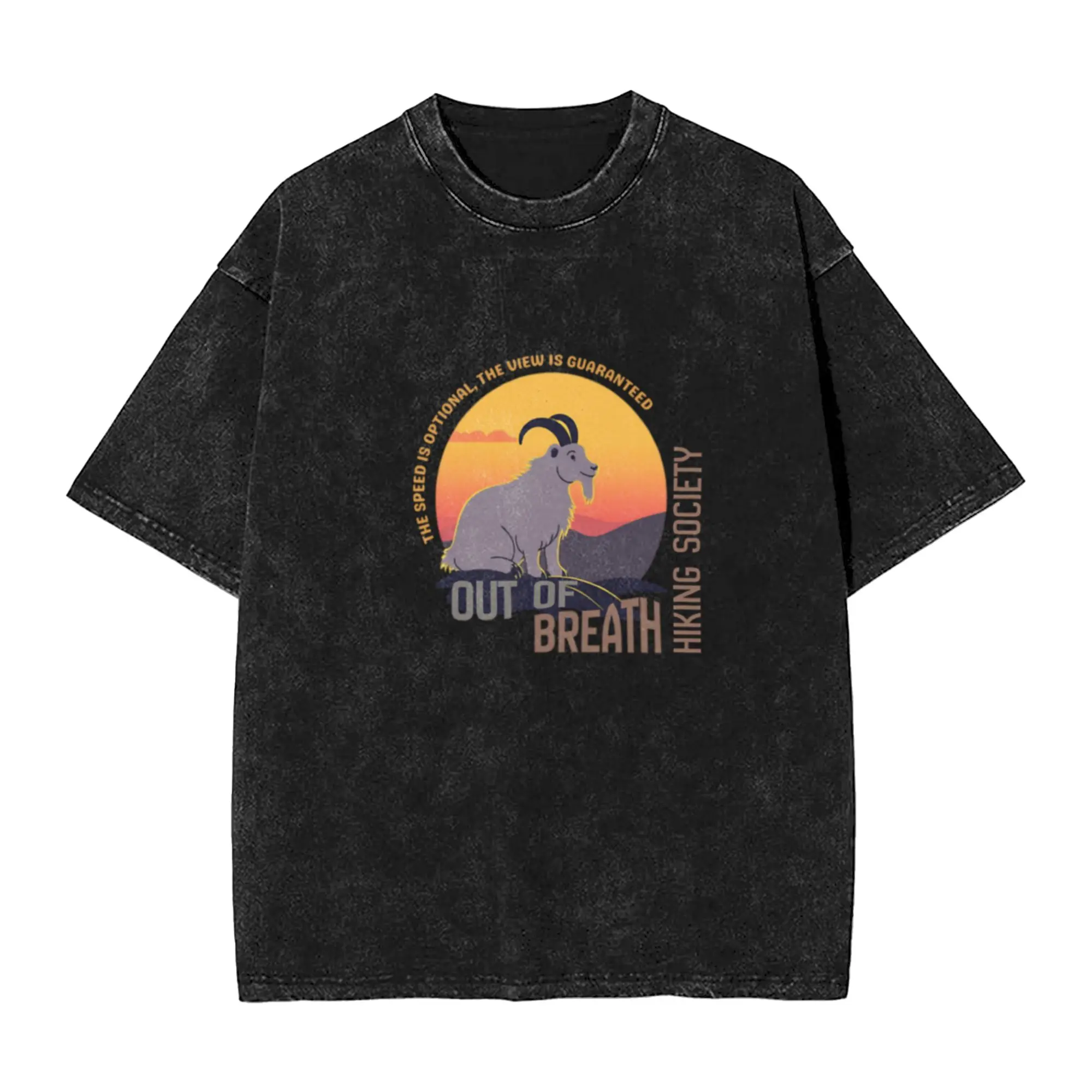 Out of Breath Hiking Society  The View Is Guaranteed  Cool A T-Shirt Oversized Short Sleeve Men's Women's Cotton Tees Tops