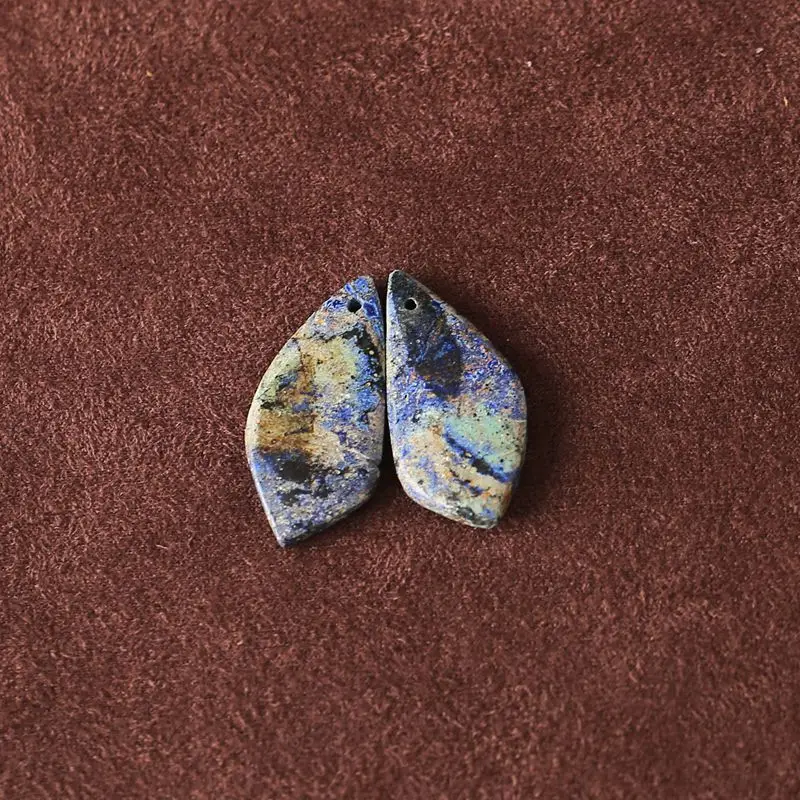 Handmade Natural Gemstone Blue Azurite Earring Beads 28x13x4mm 3g Jewelry Making And Crafting Supplies