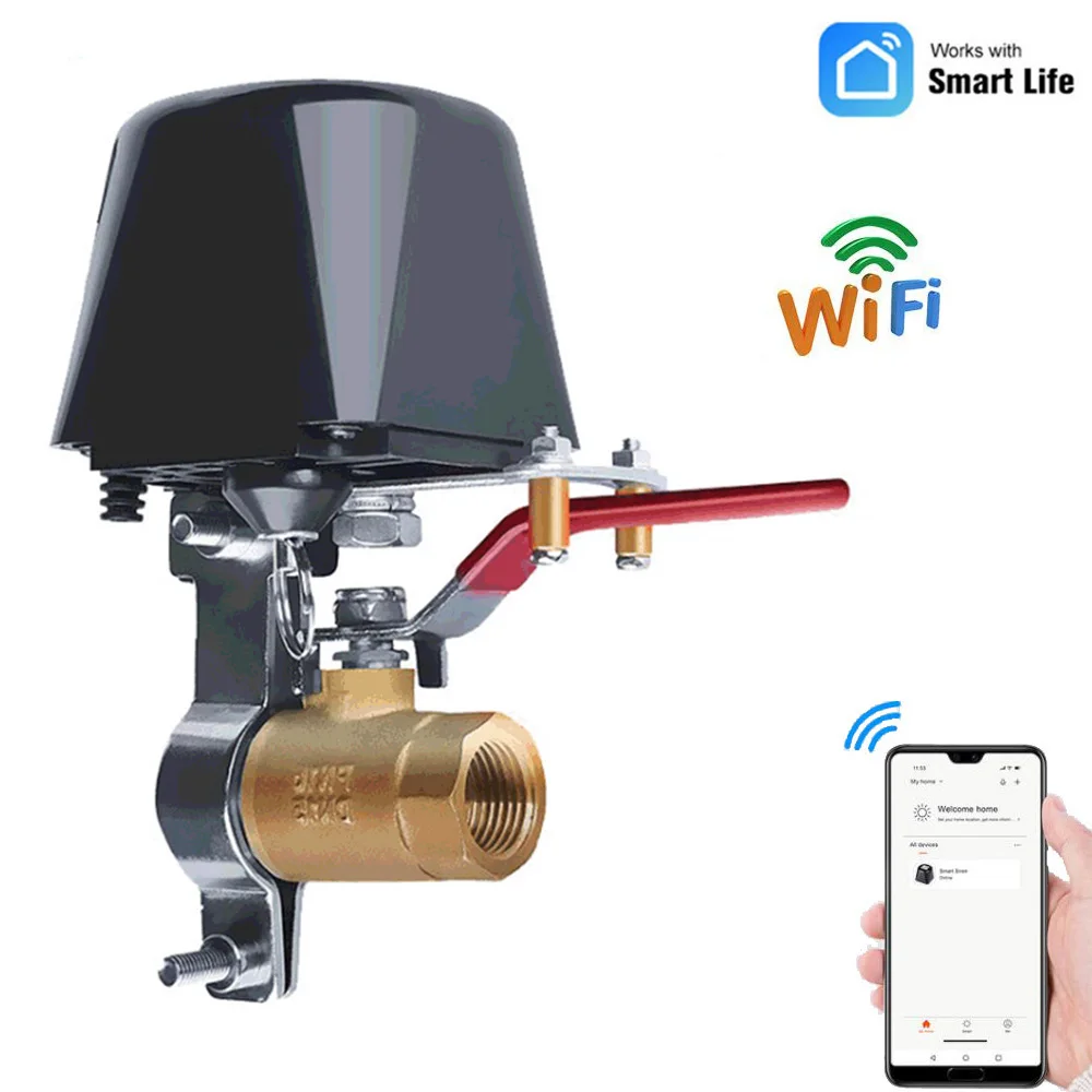 

WiFi Gas Water Valve Shutoff Timer Sprinkler Controller APP Remote Control Gas Pipeline Security Device For Kitchen Note Bracket