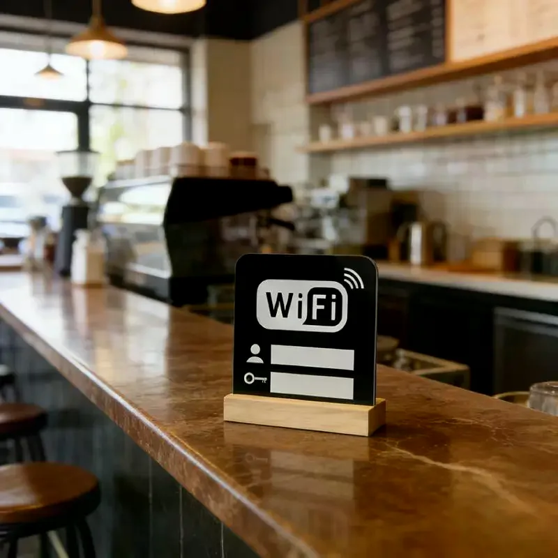 /PFU/1/2Pcs Acrylic Mirror WiFi Sign For Public Places House Shops Handwriting Account And Password Wifi Notice Board Signs