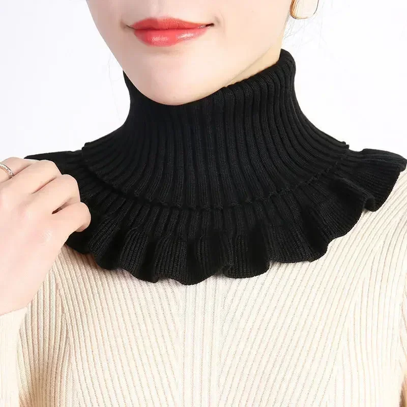 Warm Knitted Fake Collar Woolen Women Turtleneck Knitted False Fake Collar Detachable Neck Scarf Thicken Windproof Fake Collars