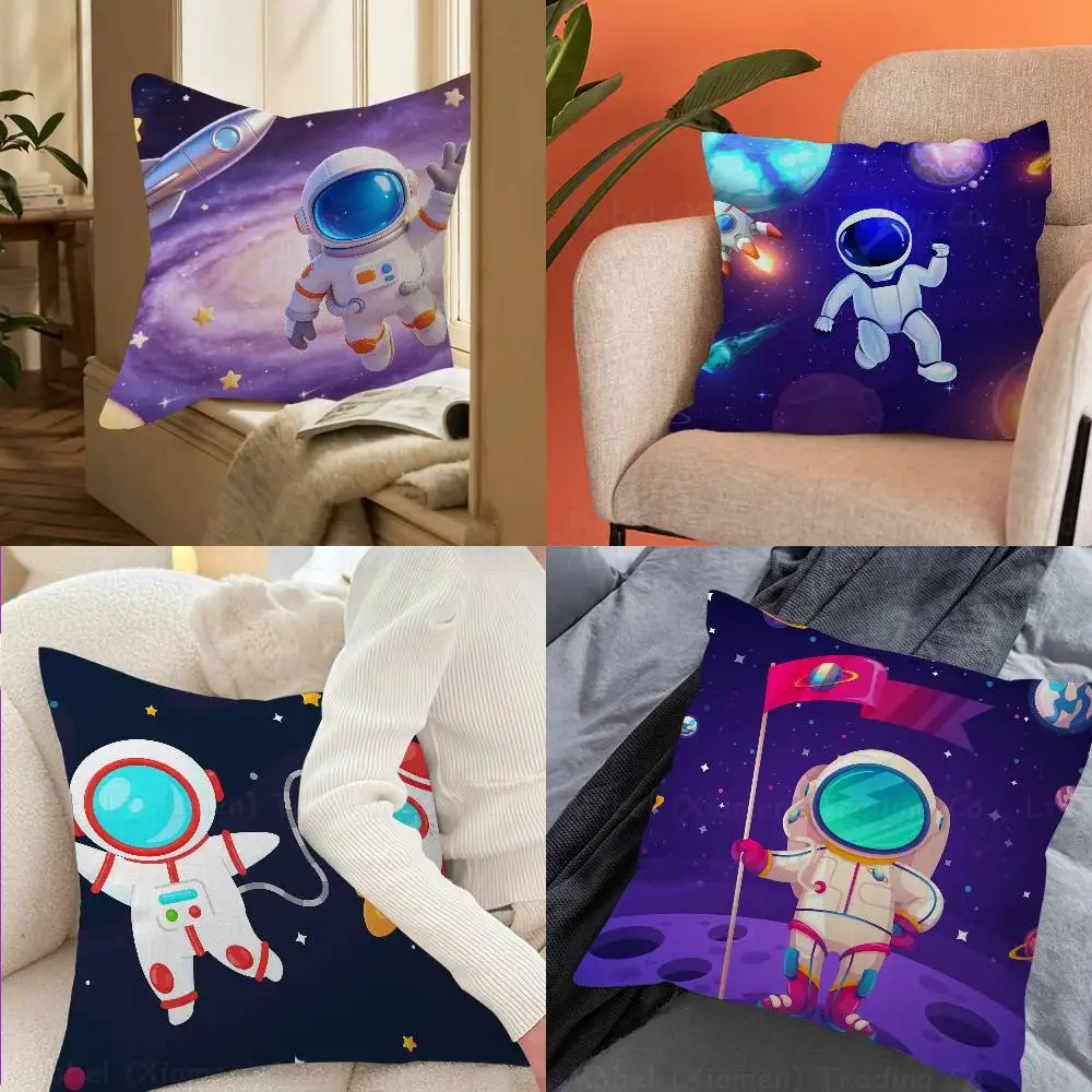 Cartoon Astronaut Outer Space Planet Pillow Cushion Cover Pillowcase Living Room Sofa Home Decor Customized