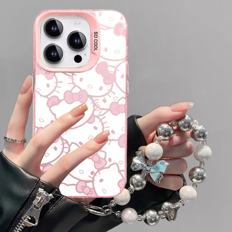 ميكي ماوس كيتي القط لطيف الفضة القوس سوار غلاف لسامسونج غالاكسي A16 A15 A21S A72 A52 A52S A06 A51 A31 A71 IMD حالة