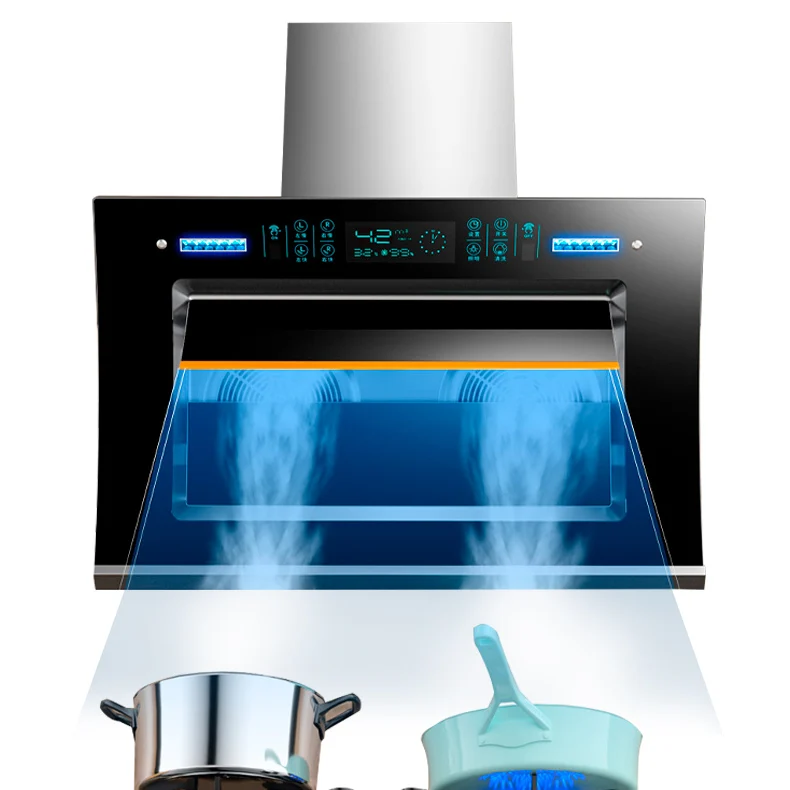 شفاط المطبخ الذكي ذو 3 سرعات 2025 - عادم مدخنة المطبخ سهل التنظيف مقاس 900 مم مع استخلاص الدخان المتقدم