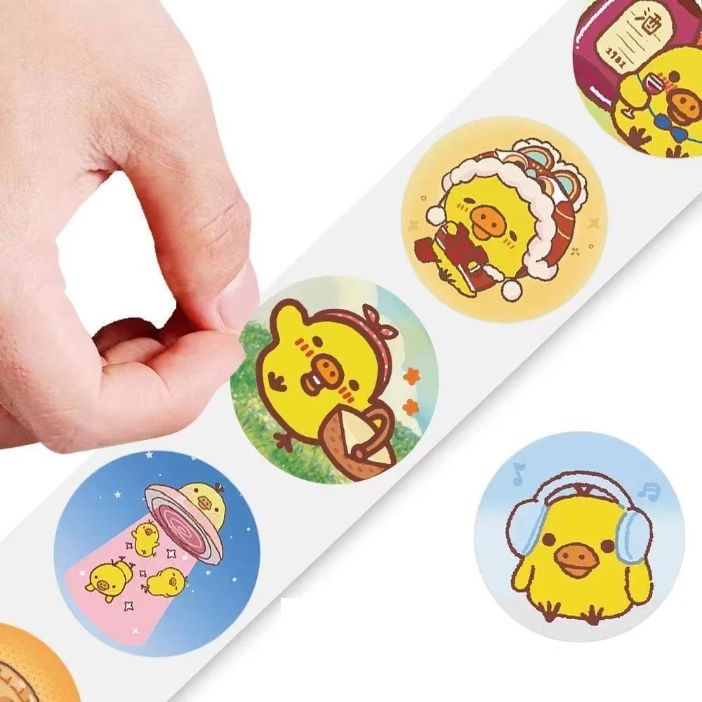 500 Stück/Rolle Kiiroitori Cartoon Niedliche Aufkleber DIY Skateboard Laptop Gitarre Telefon Auto Siegel-Etiketten Dekoration