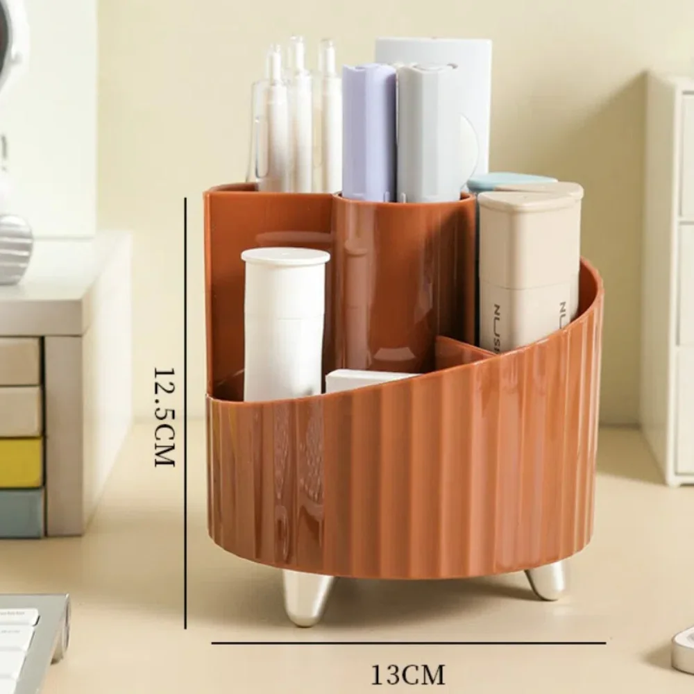 

360°Rotating Pen Storage Box Simple Tabletop Storage Makeup Brushes Holder Home Office Multi-function Stationery Organizer Shelf