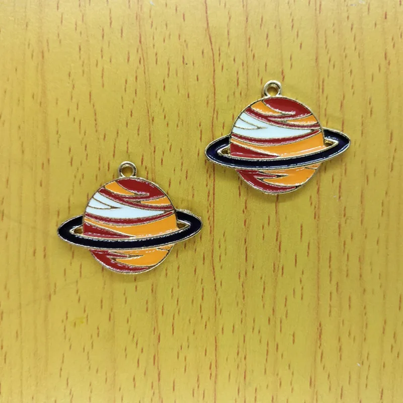 

10pcs Cartoon Saturn Planet Charms Metal Enamel Charm Pendant Bracelet DIY Earring Necklace Key Chain Jewelry Accessories