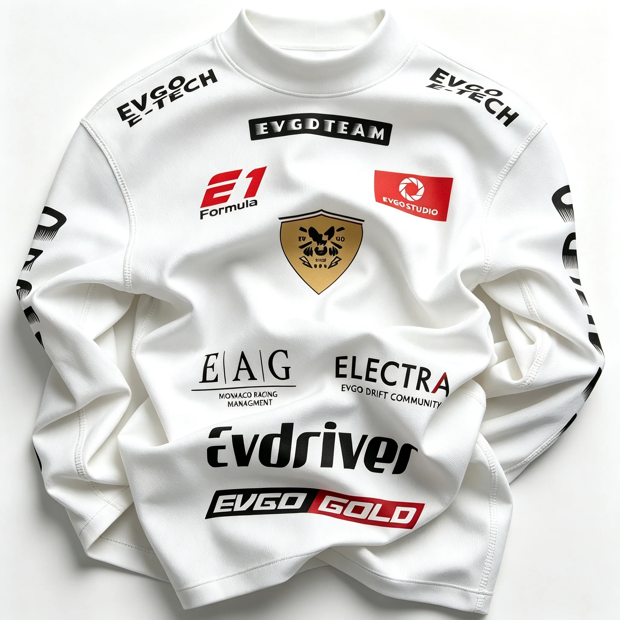 Herren Schwarzes Langarm-T-Shirt mit E1-Logo-Print für Rennsport-Teams, Motocross, Karting, Motorsport, Sport-Langarm-Oberteil – Detail 5