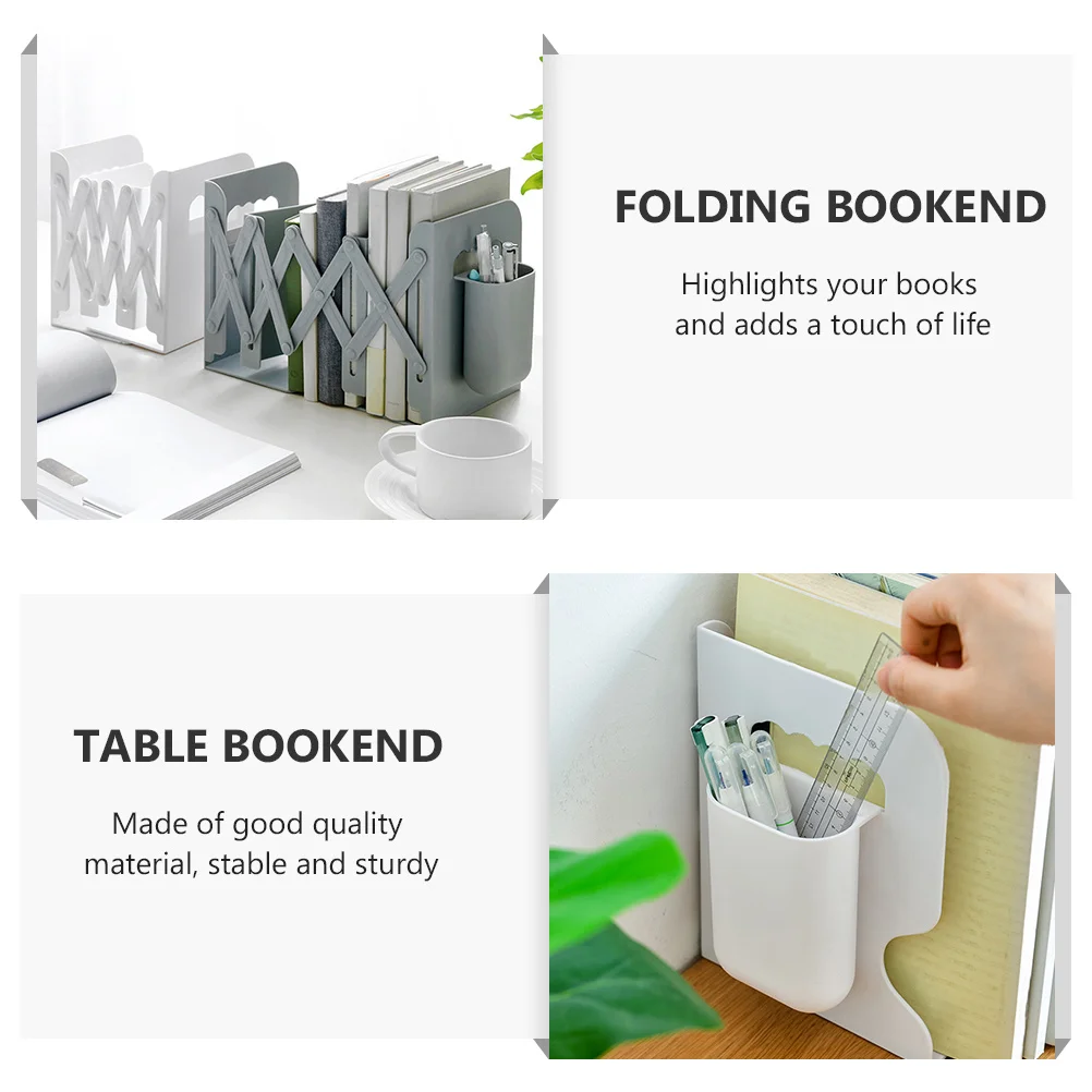 1 مجموعة قابلة للطي حامل قلم قابل للسحب كتاب دعم سطح المكتب الجدول كتاب سدادة المنظم لاستخدام مكتبة المكتب المنزلية #6