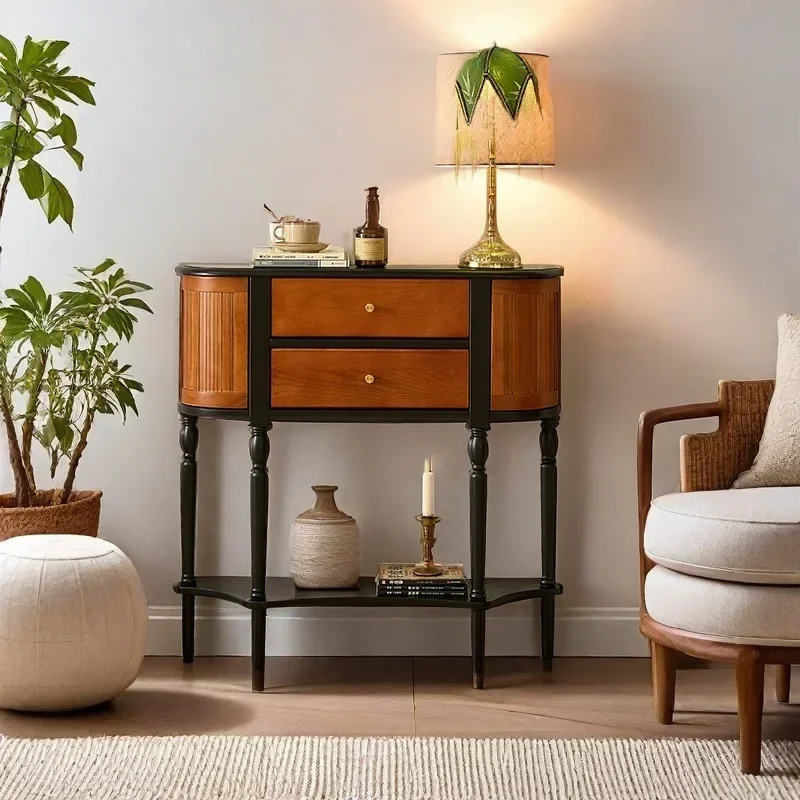 Entrance cabinet French retro solid wood ash wood moisture-proof partition cabinet