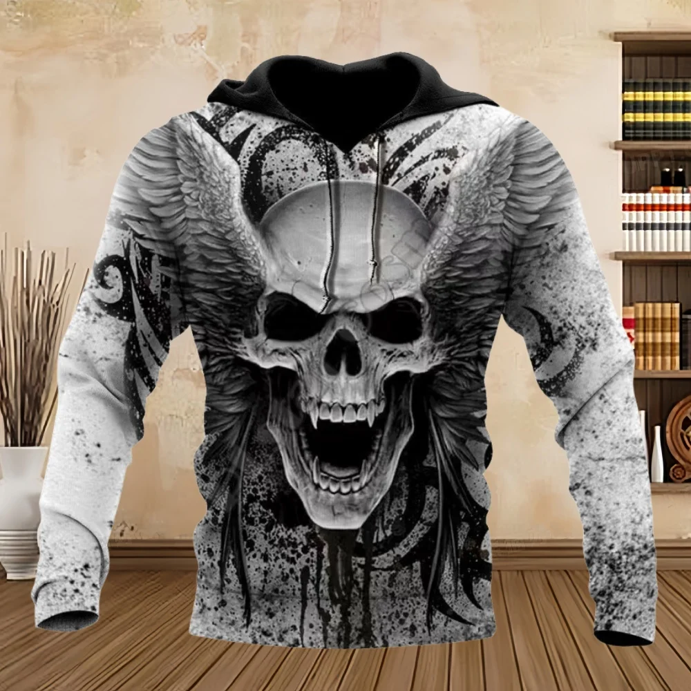 2025 الرجال والنساء ثلاثية الأبعاد الطباعة الرقمية الإرهاب الجمجمة الشارع دعوى Harajuku سترة الرجال معطف رياضي الملابس النمط الأمريكي #1