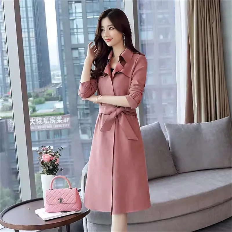Cortavientos de terciopelo de piel de ciervo de alta calidad para mujer, ropa de abrigo Coreana de longitud media, rosa, primavera y otoño, novedad