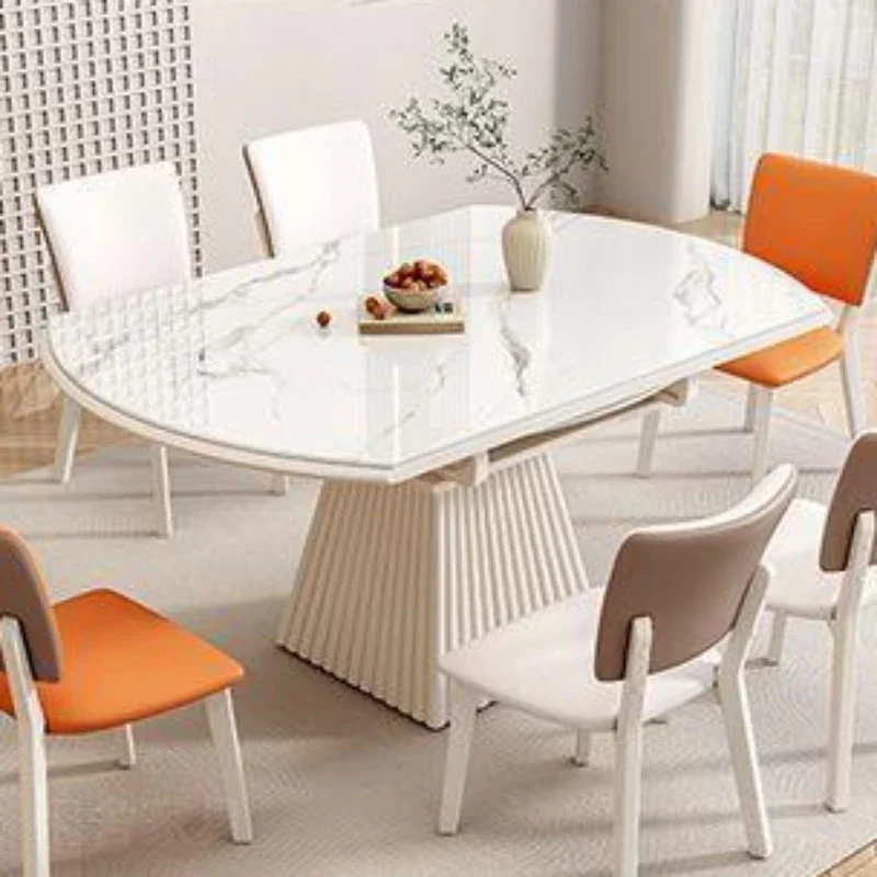 

Round Table Dinning Tables Luxury Dining Service Kitchen Reception Marble Sedentary Extendable Free Shipping Muebles Elegant