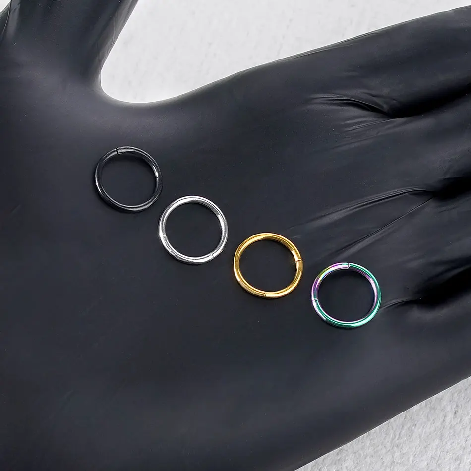1Pc G23 Titanium Hinged Segment Nose Hoop Rings Nose Septum Clicker Rings Ear Daith Hoop Earring Helix Piercing Body Jewelry view 5