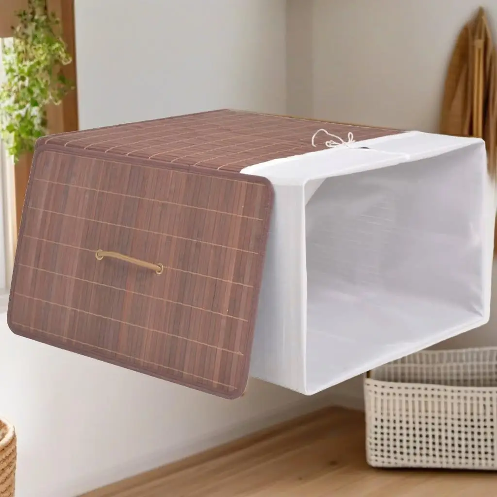 Rectangular Brown Bamboo Laundry Basket - Eco-Friendly Storage Solution for Clothes & Toys