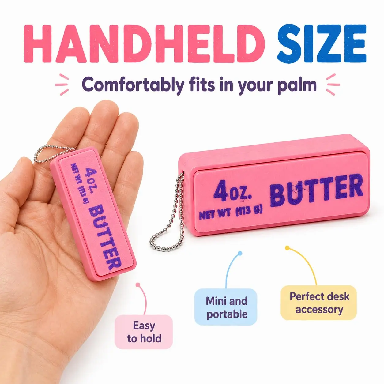 3 Pack 3.2in Butter Clicker Funny Butter Shape Stress Relief Gadget Novelty Desk Accessory Portable Fidget Item Unique Gift