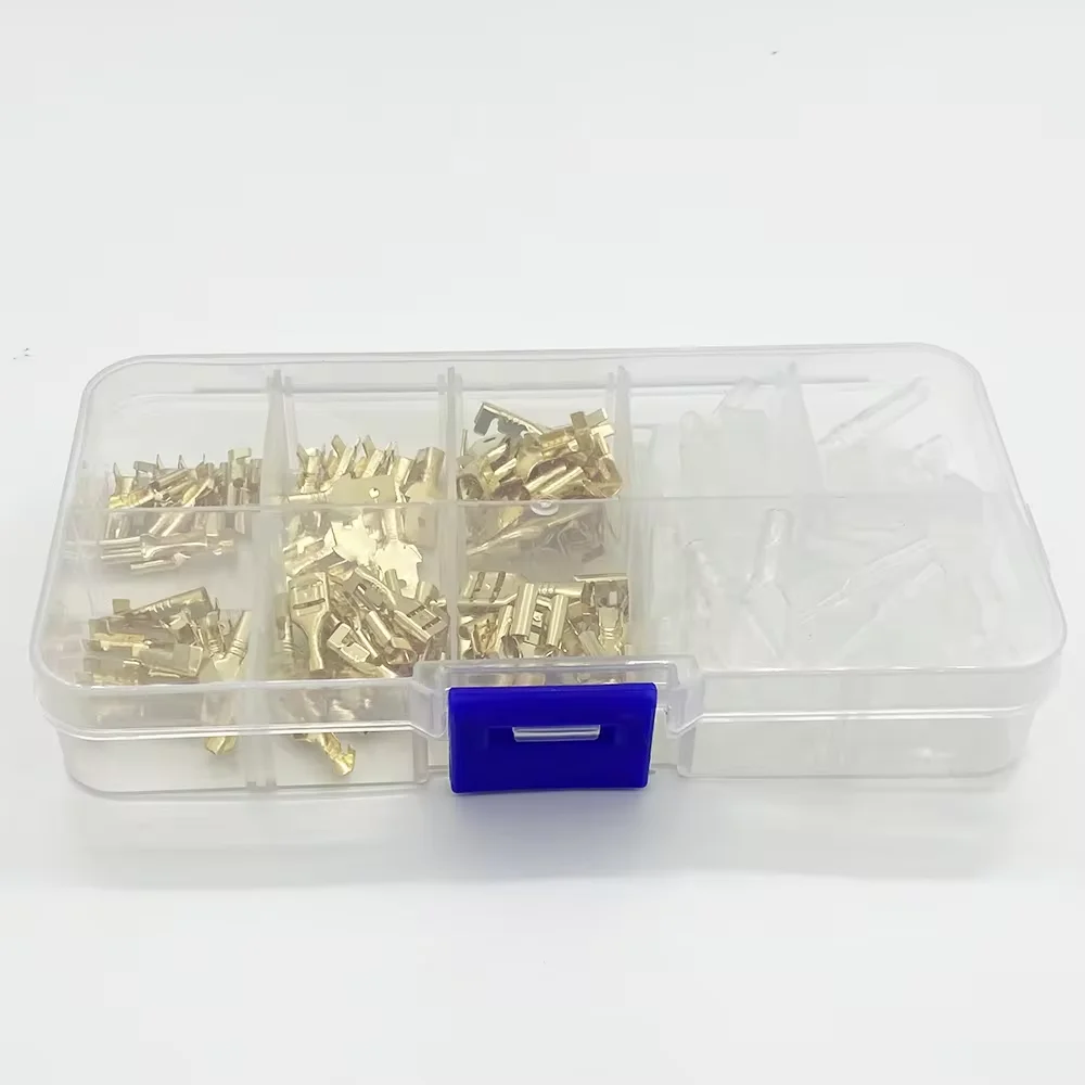 135pcs Gold Insulated Male Female Electrical Wire Wrap Connector Assorted Kit 2.8/4.8/6.3mm Sleeve Spade Crimp Terminals Set