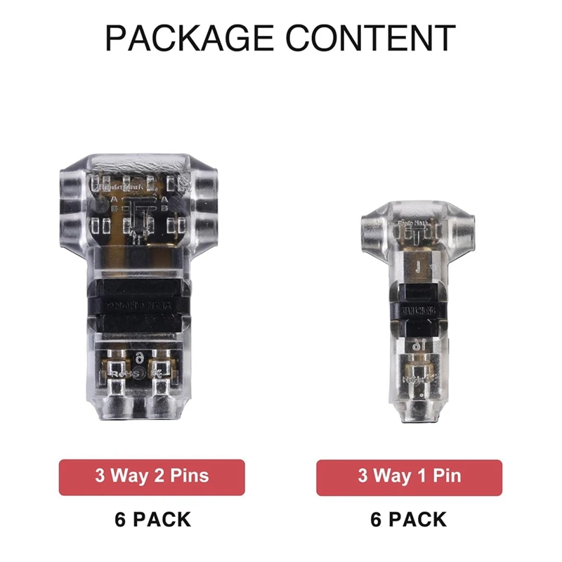 T Tap Wire Connectors For 14-18 AWG Wires, No Wire Stripping 3 Way Wire Connectors Combo,Wire Splice Connectors 12 Pack