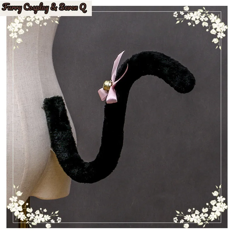 Animal Plush Cat Tail Cosplay Anime Lolita Girl Maids Cute Beast Bells Tail Handmade Accessories Party Costume Props 4