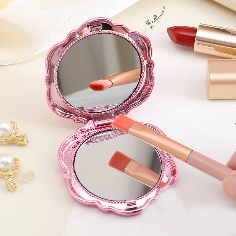 1pc Creative Fashion Folding Rose Shape Makeup Mirror Dual-Sided Portable Cosmetic Mirror Elegant Travel Handheld Mirror For Wom