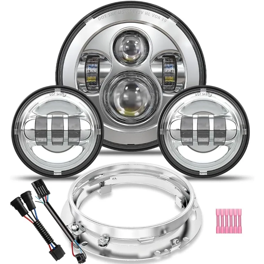 TRUCKMALL 7 بوصة LED المصباح الضباب تمرير أضواء DOT عدة حلقة دراجة نارية لجولة الطريق الملك الترا الكلاسيكية إلكترا ستريت Gl #1