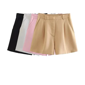 Women's Traf-Bear, side pockets, front darts, high waist, zipper fly, women's short pants, fashion 10 Main Sales Women's Bermuda - №6