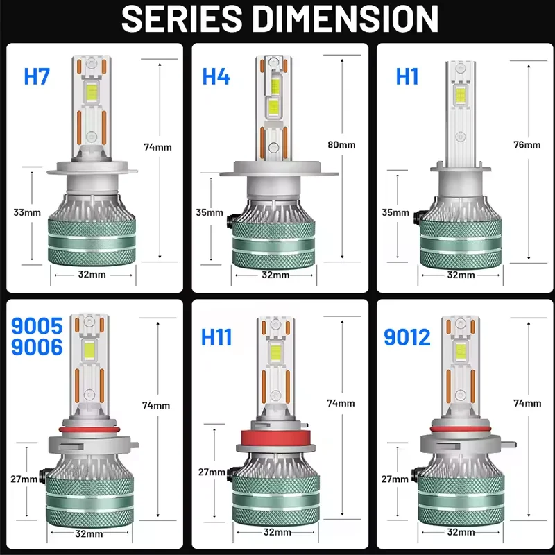 H4 LED المصابيح الأمامية Canbus 5570 CSP K5C plus H7 H1 H3 H11 H8 H9 9005 HB3 9006 HB4 9012 HIR2 6000K النحاس أنبوب سيارة مصابيح الضباب الخفيف #6