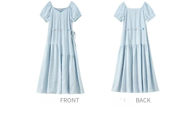 SENTUBILA Damen A-Linien-Kleid, weiß, V-Ausschnitt, asymmetrischer Schnitt, farblich abgesetzte Details, mit Perlen verziert, mit Bändern, kurze Puffärmel, Kleid 162LO5948 – Detail 32