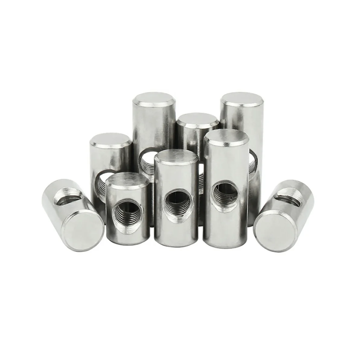 304 Stainless Steel Cylindrical Pin With Middle Punching  Embedded Nut M4M5M6