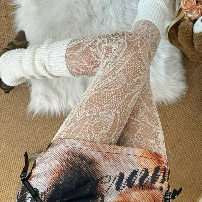 

Summer Lolita Sweet Girls Floral Tights Thigh Stockings New French Elegance Women Sexy High Waist Fishnet Stocking Pantyhose