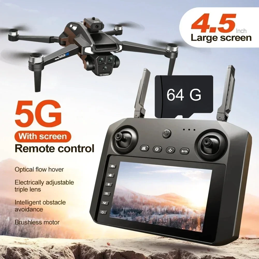 

Большой экранK22 Pro Max Дрон с двойной камерой Профессиональный бесщеточный двигатель Оптический поток Предотвращение препятствий Складной квадрокоптер 8K