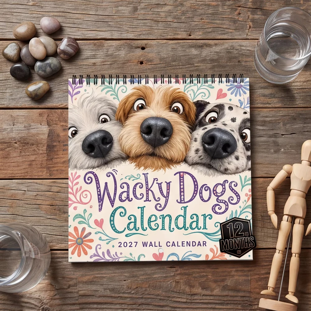 2027 Wall Calendar 2027 Fun Dog Wall Calendar 12-month Calendar Plan Double Wire Spiral Wall Calendar with Large Writable Block
